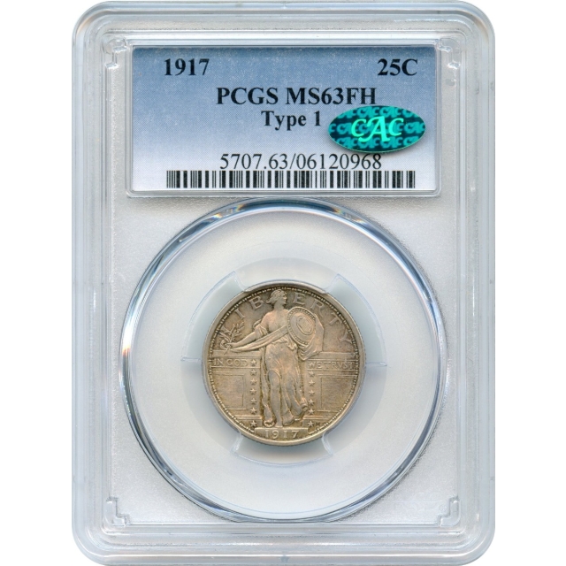 1917 25C Standing Liberty Quarter, Type 1 PCGS MS63FH (CAC)