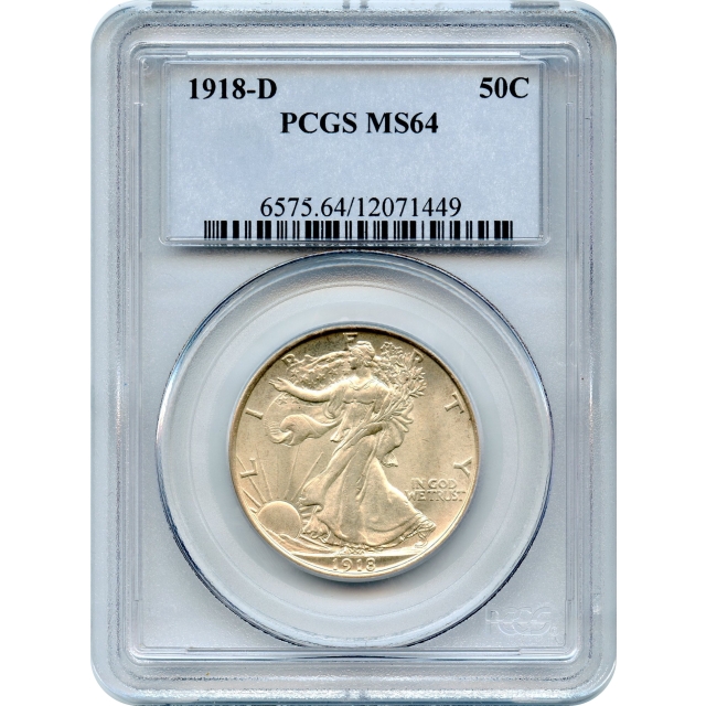 1918-D 50C Walking Liberty Half Dollar PCGS MS64