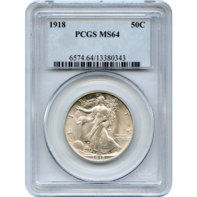 1918 50C Walking Liberty Half Dollar PCGS MS64