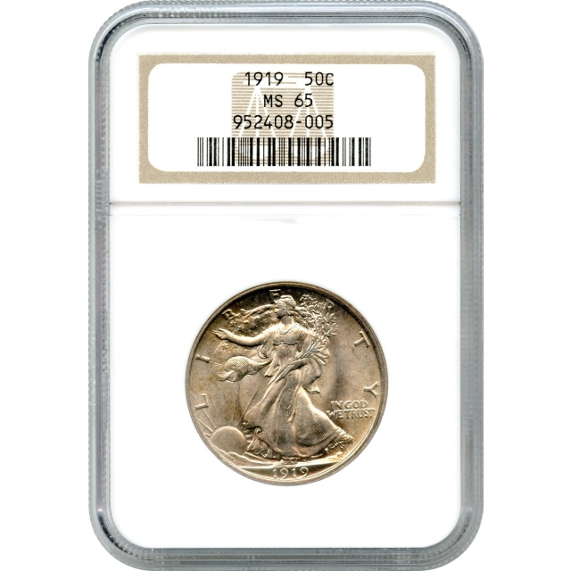 1919 50C Walking Liberty Half Dollar NGC MS65