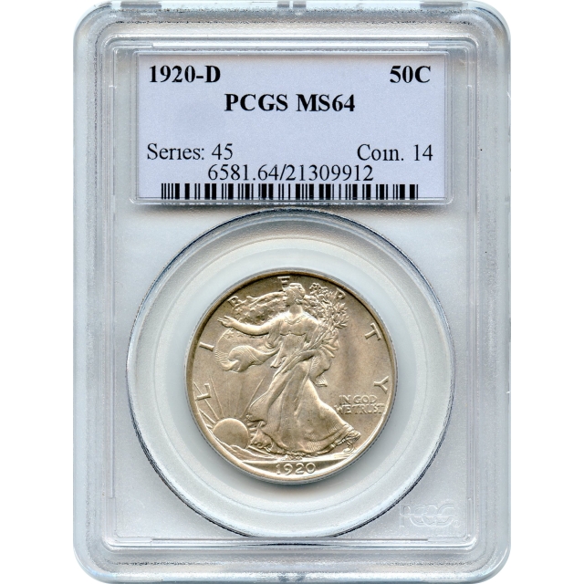 1920-D 50C Walking Liberty Half Dollar PCGS MS64