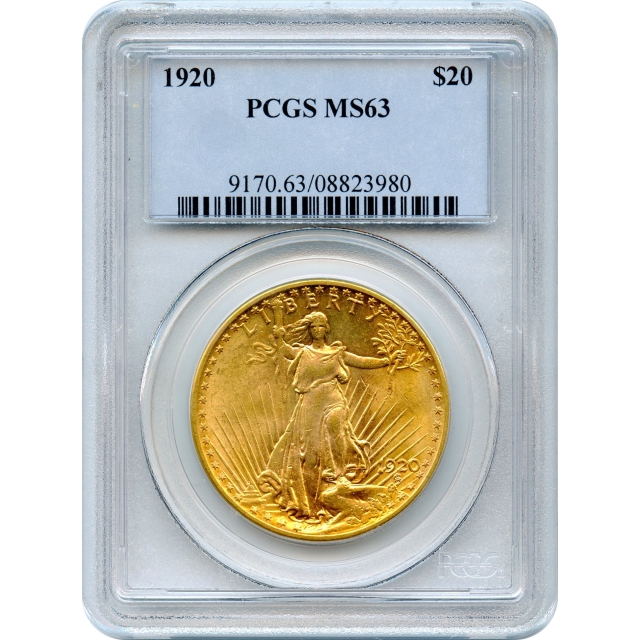 1920 $20 Saint Gaudens Double Eagle PCGS MS63
