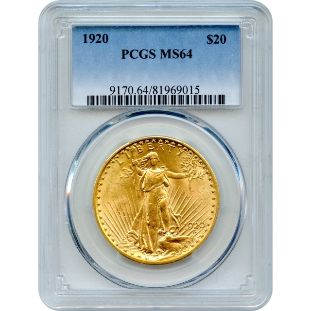 1920 $20 Saint Gaudens Double Eagle PCGS MS64