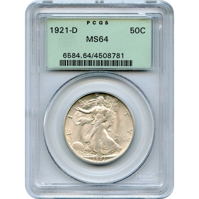 1921-D 50C Walking Liberty Half Dollar PCGS MS64