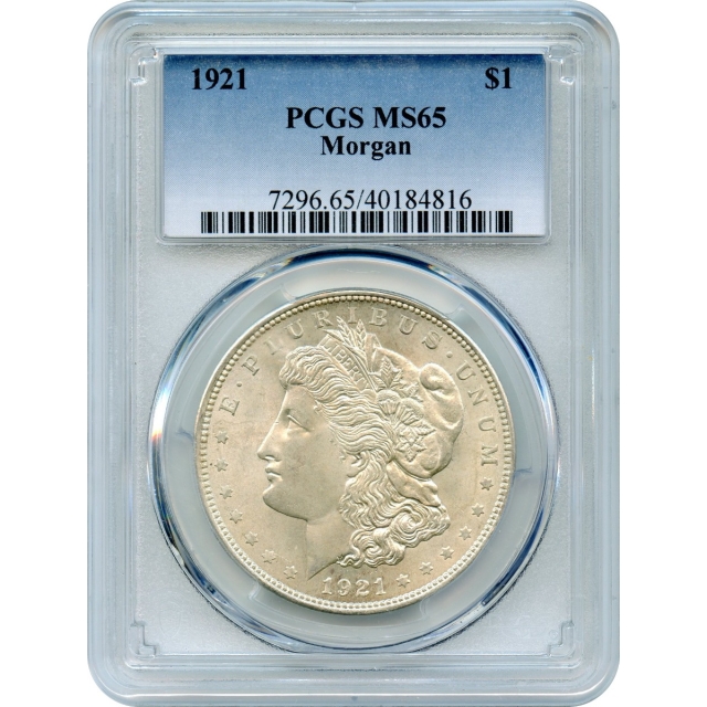 1921 $1 Morgan Silver Dollar PCGS MS65