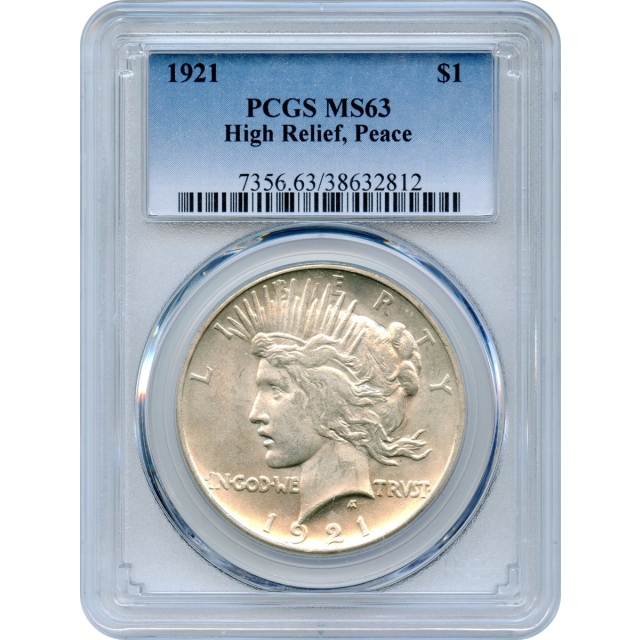 1921 $1 Peace Silver Dollar PCGS MS63
