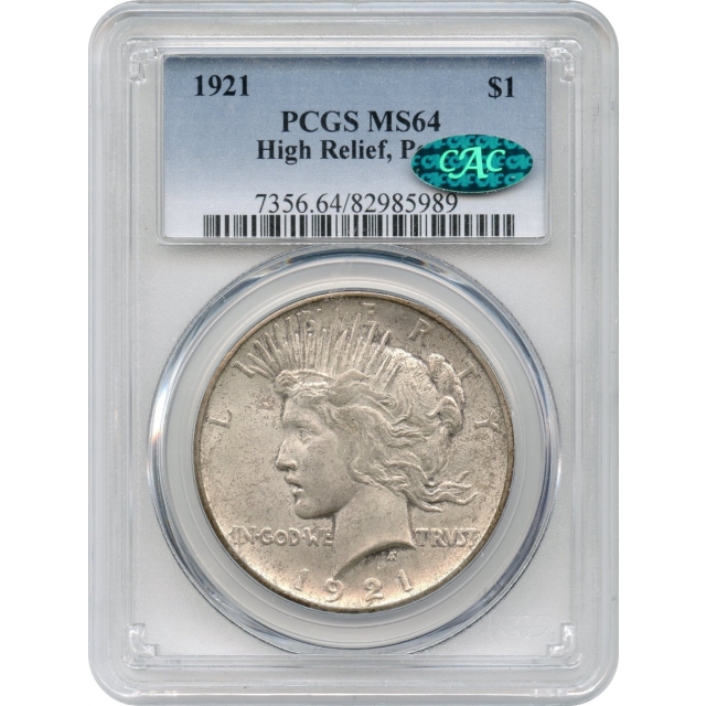 1921 $1 Peace Dollar PCGS MS64 (CAC)