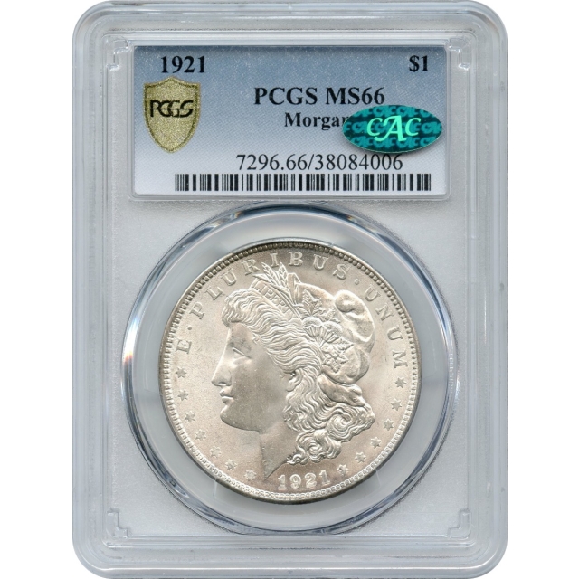 1921 $1 Morgan Silver Dollar PCGS MS66 (CAC)