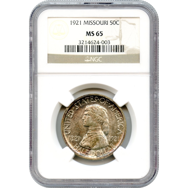 1921 50C Missouri Silver Commemorative NGC MS65