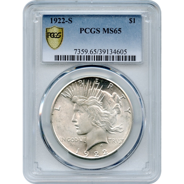 1922-S $1 Peace Silver Dollar PCGS MS65