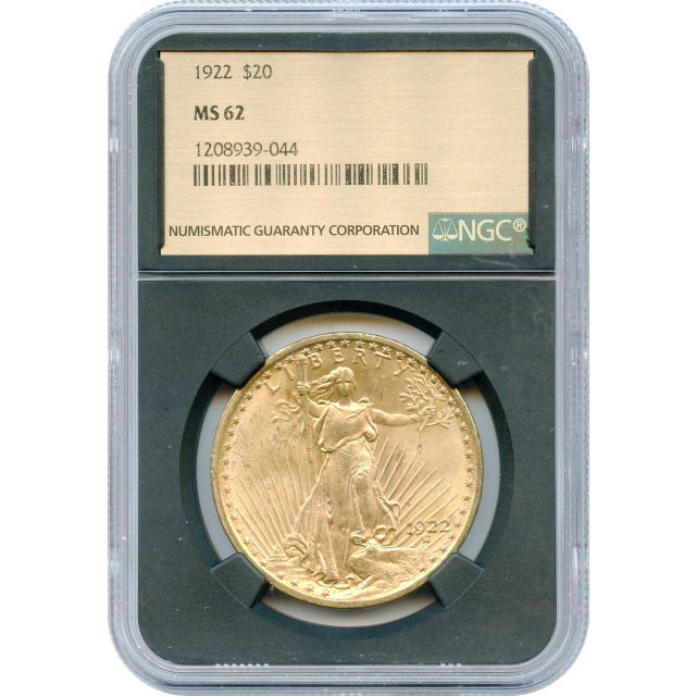 1922 $20 Saint Gaudens Double Eagle NGC MS62 Black