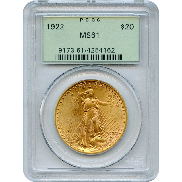 1922 $20 Saint Gaudens Double Eagle PCGS MS61