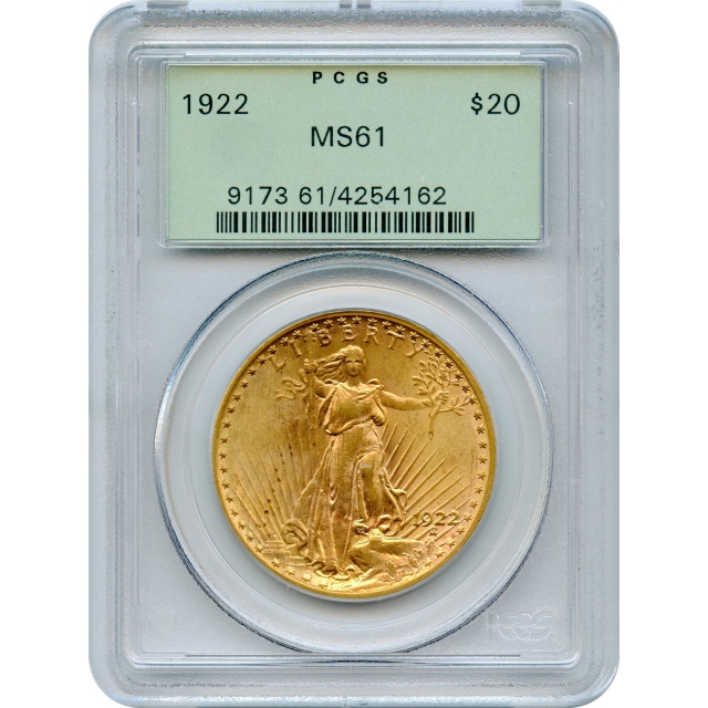 1922 $20 Saint Gaudens Double Eagle PCGS MS61