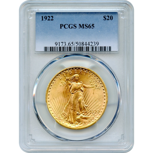 1922 $20 Saint Gaudens Double Eagle PCGS MS65