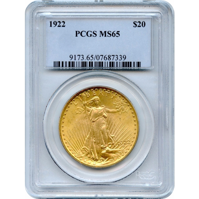 1922 $20 Saint Gaudens Double Eagle PCGS MS65