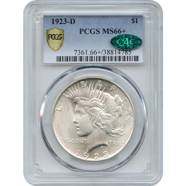 1923-D $1 Peace Silver Dollar PCGS MS66+ (CAC)