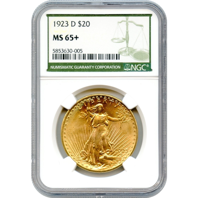 1923-D $20 Saint Gaudens Double Eagle NGC MS65+