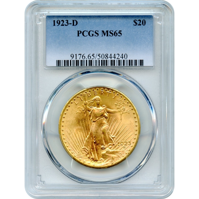 1923-D $20 Saint Gaudens Double Eagle PCGS MS65