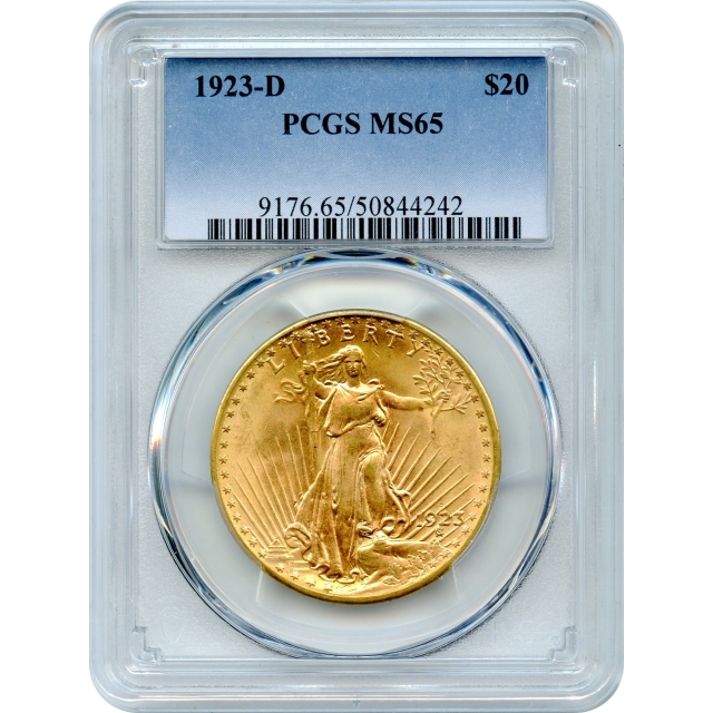 1923-D $20 Saint Gaudens Double Eagle PCGS MS65