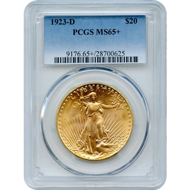 1923-D $20 Saint Gaudens Double Eagle PCGS MS65+