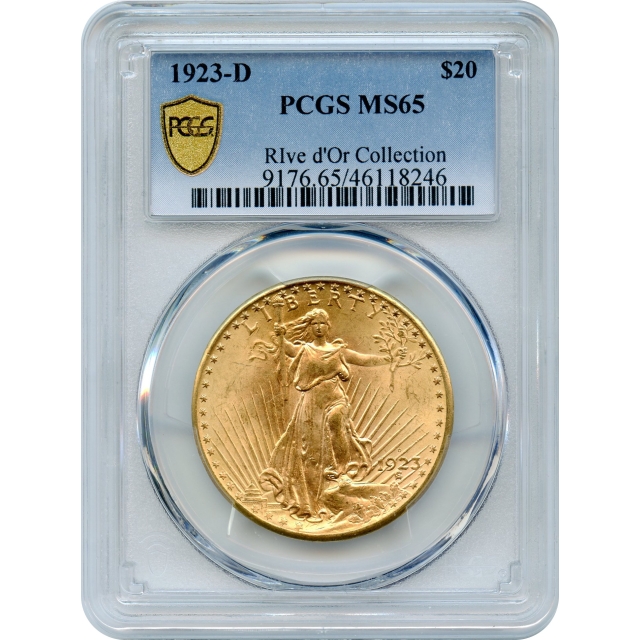 1923-D $20 Saint Gaudens Double Eagle PCGS MS65 Ex.Rive d'Or Collection