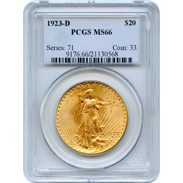 1923-D $20 Saint Gaudens Double Eagle PCGS MS66