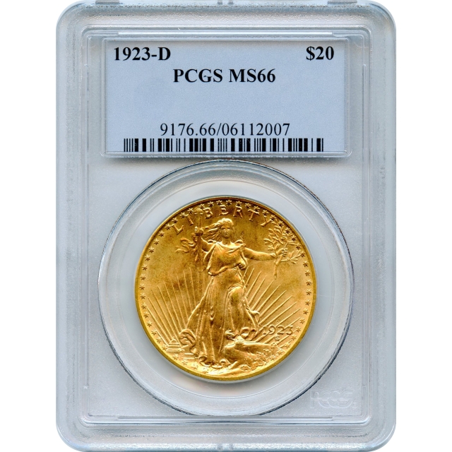 1923-D $20 Saint Gaudens Double Eagle PCGS MS66