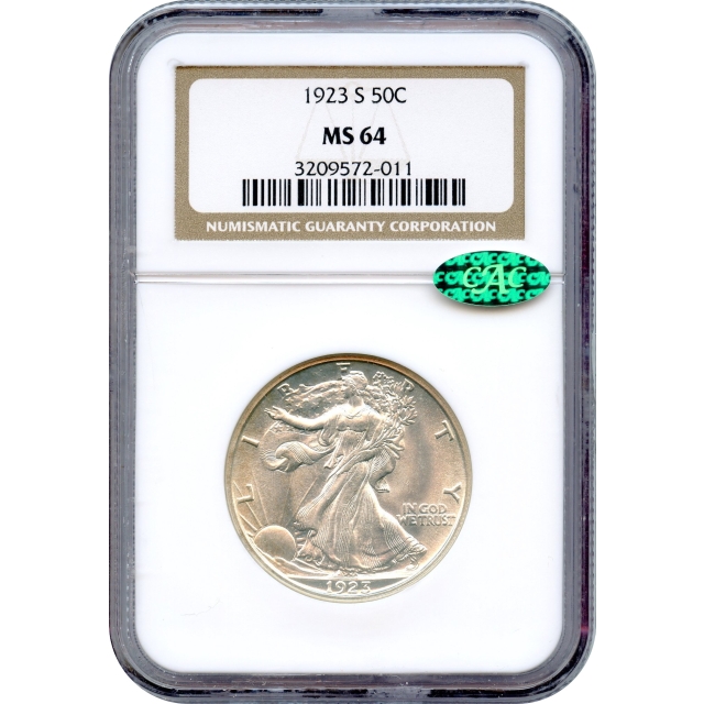 1923-S Walking Liberty Half Dollar 50C NGC MS64 (CAC)