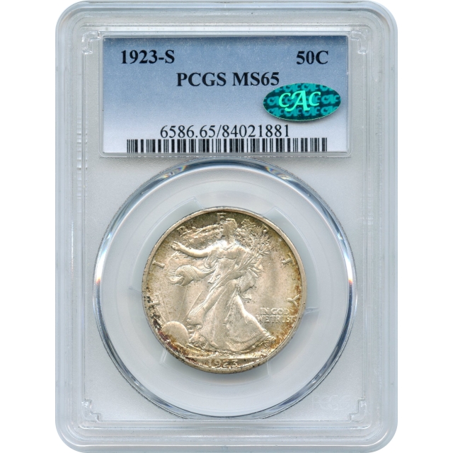 1923-S 50C Walking Liberty Half Dollar PCGS MS65 (CAC) 