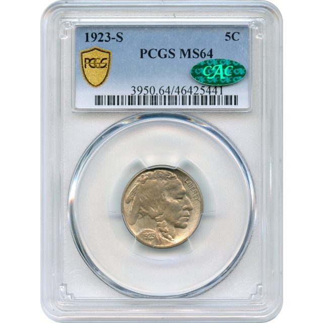 1923-S 5C Buffalo Nickel PCGS MS64 (CAC)