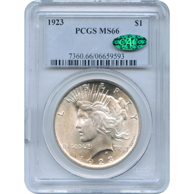 1923 $1 Peace Silver Dollar PCGS MS66 (CAC)