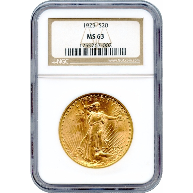 1923 $20 Saint Gaudens Double Eagle NGC MS63