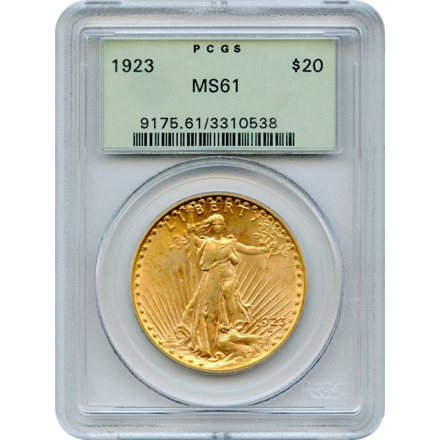 1923 $20 Saint Gaudens Double Eagle PCGS MS61