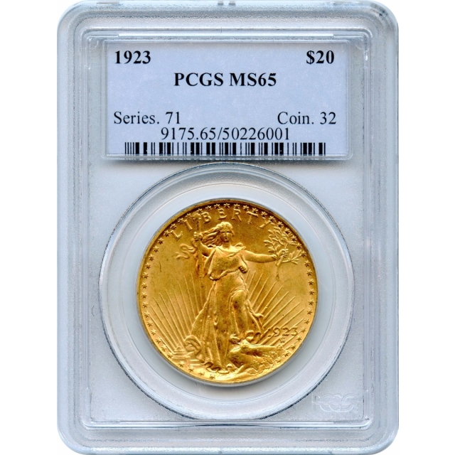 1923 $20 Saint Gaudens Double Eagle PCGS MS65