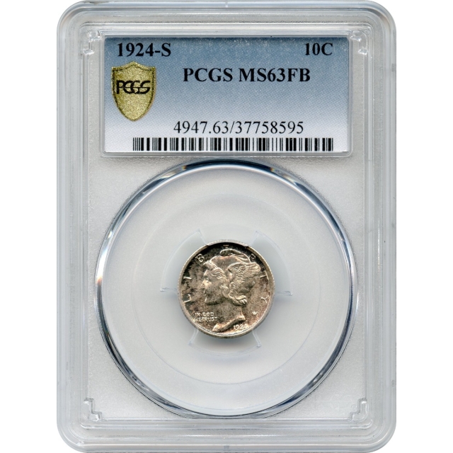 1924-S 10C Mercury Dime PCGS MS63FB