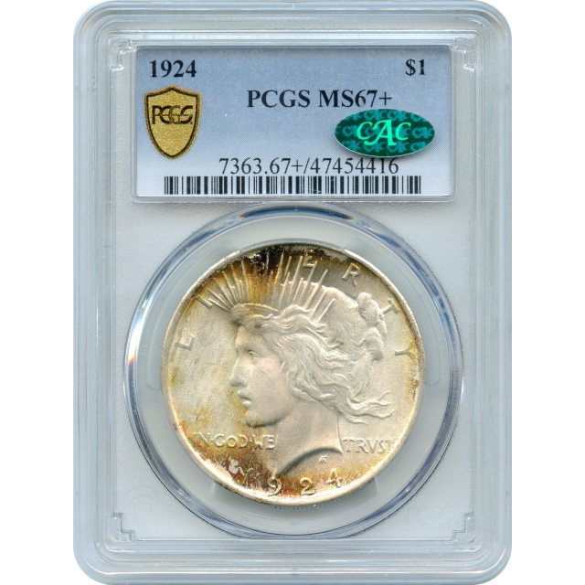 1924 $1 Peace Silver Dollar PCGS MS67+ (CAC)