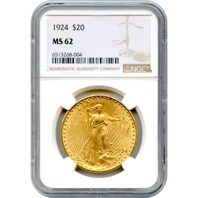 1924 $20 Saint Gaudens Double Eagle NGC MS62