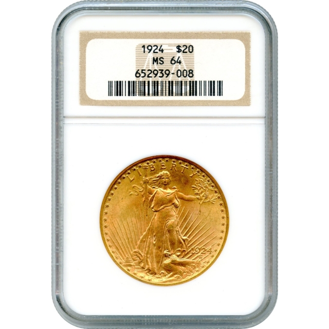1924 $20 Saint Gaudens Double Eagle NGC MS64