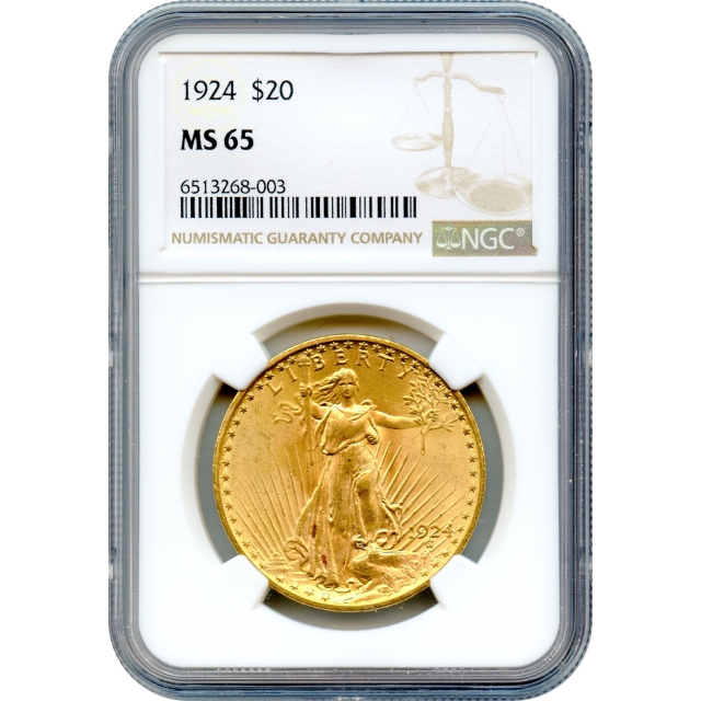 1924 $20 Saint Gaudens Double Eagle NGC MS65