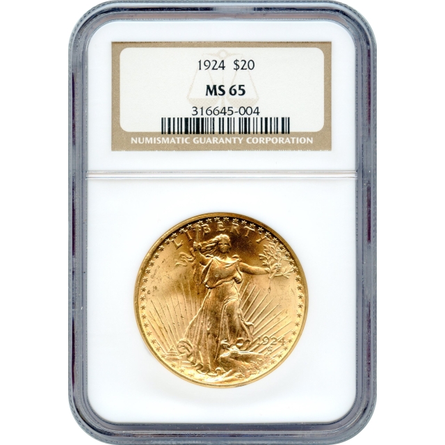 1924 $20 Saint Gaudens Double Eagle NGC MS65