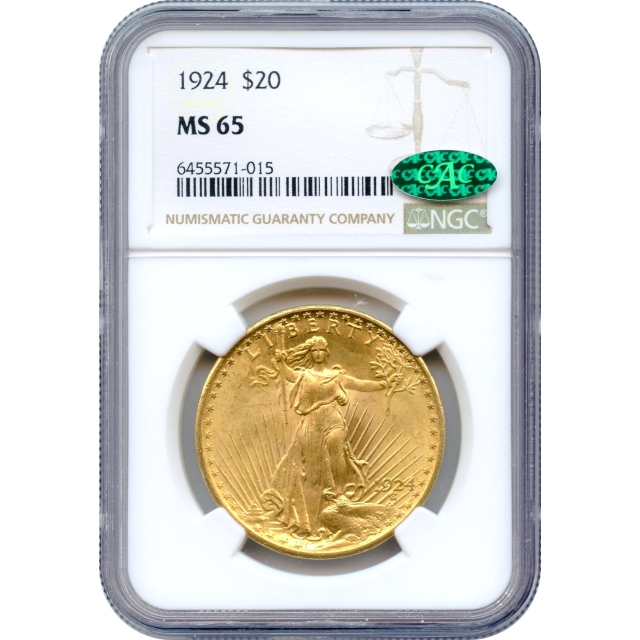 1924 $20 Saint-Gaudens Double Eagle NGC MS65 (CAC)