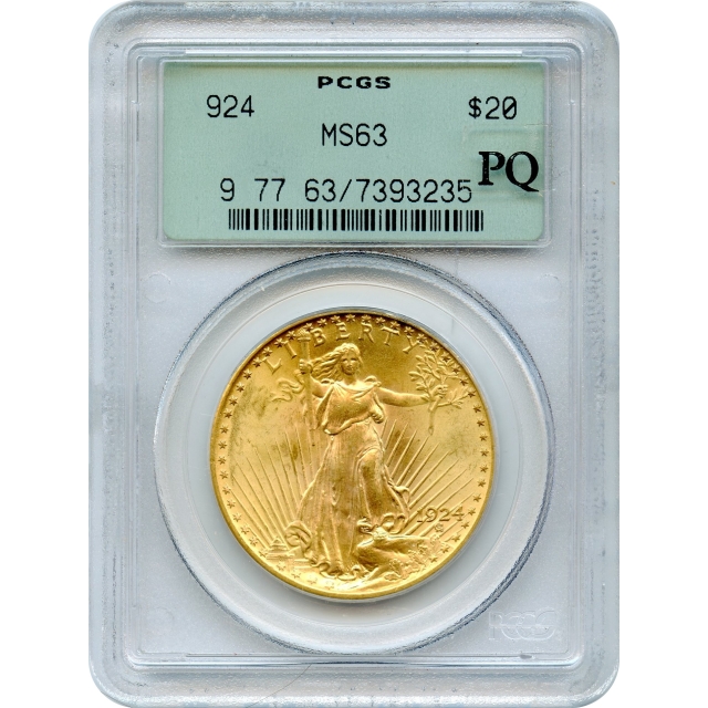 1924 $20 Saint Gaudens Double Eagle PCGS MS63 (OGH)