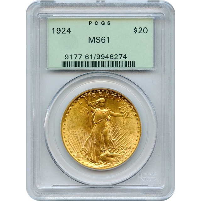 1924 $20 Saint Gaudens Double Eagle PCGS MS61
