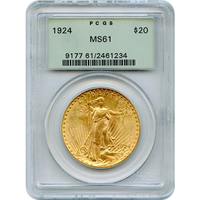 1924 $20 Saint Gaudens Double Eagle PCGS MS61 (OGH)