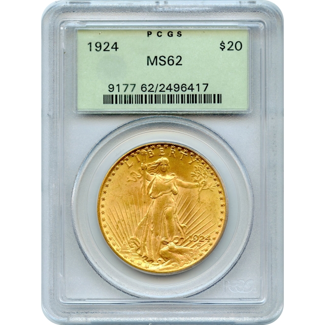 1924 $20 Saint Gaudens Double Eagle PCGS MS62