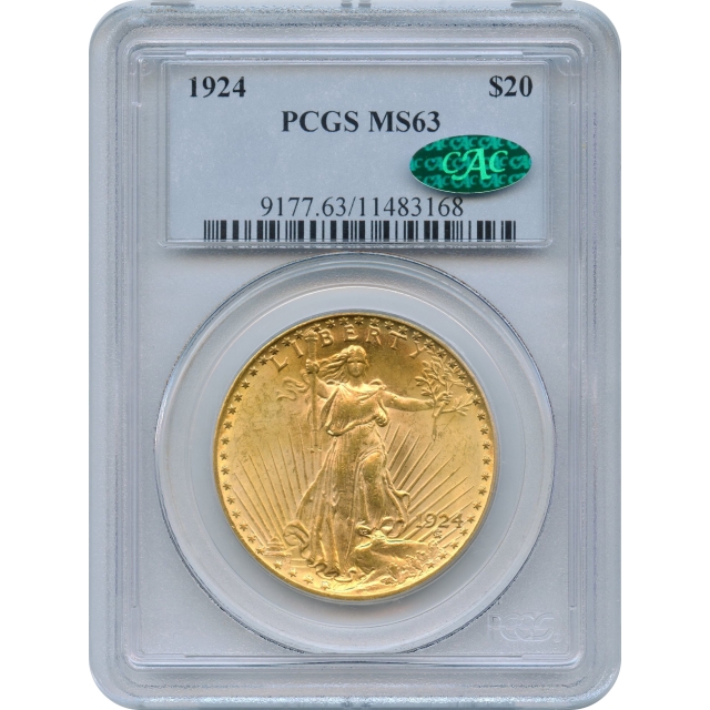 1924 $20 Saint Gaudens Double Eagle PCGS MS63 (CAC)