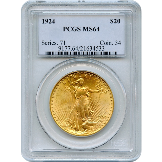 1924 $20 Saint Gaudens Double Eagle PCGS MS64