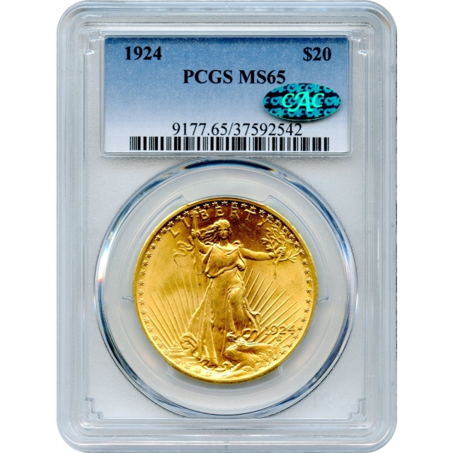1924 $20 Saint Gaudens Double Eagle PCGS MS65 (CAC)