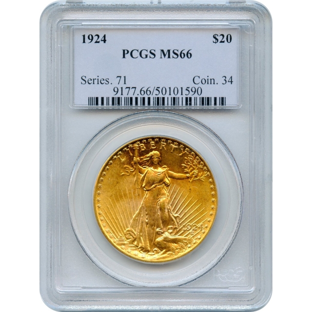1924 $20 Saint Gaudens Double Eagle PCGS MS66