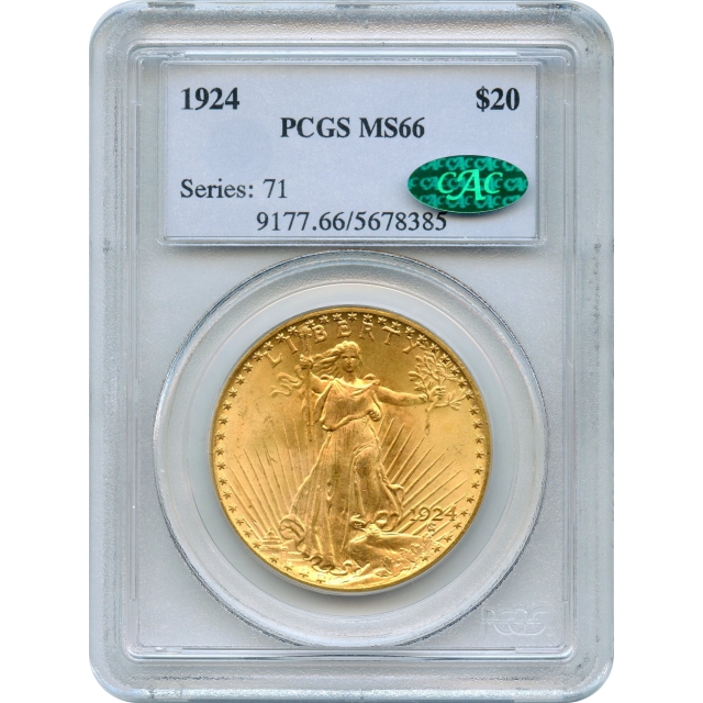 1924 $20 Saint Gaudens Double Eagle PCGS MS66 (CAC)